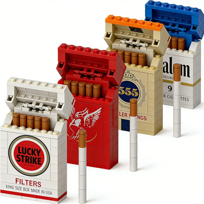 MOC Vintage Cigarette Pack Building Bricks Collection Model Creative Simulation Smoke Case Toy Funny Cool Gift for Adults