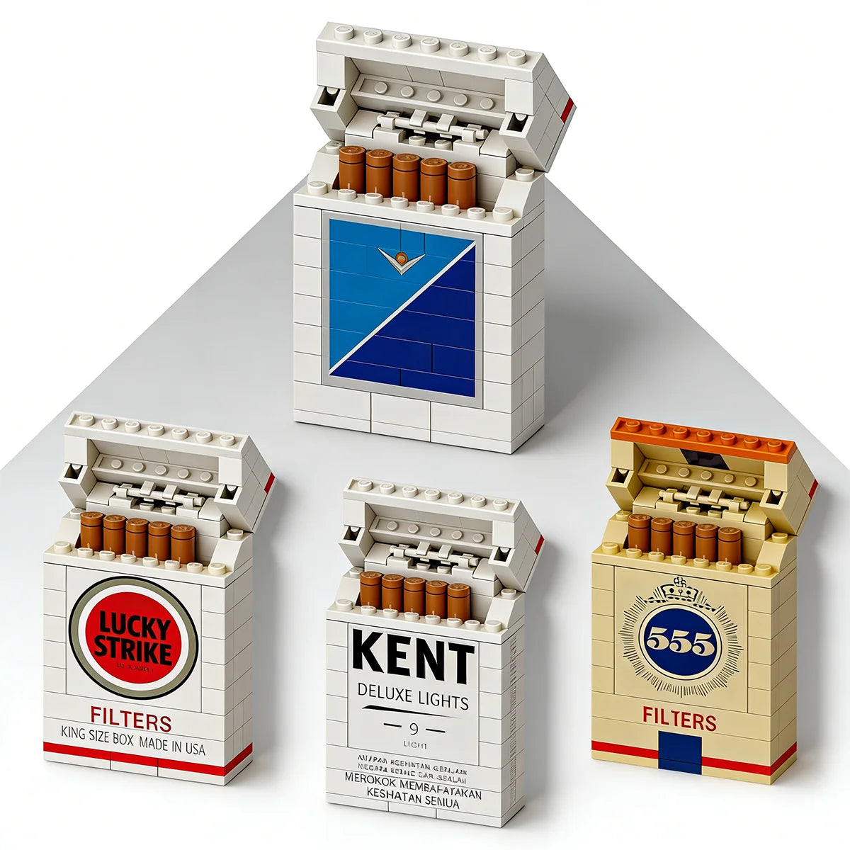 MOC Vintage Cigarette Pack Building Bricks Collection Model Creative Simulation Smoke Case Toy Funny Cool Gift for Adults