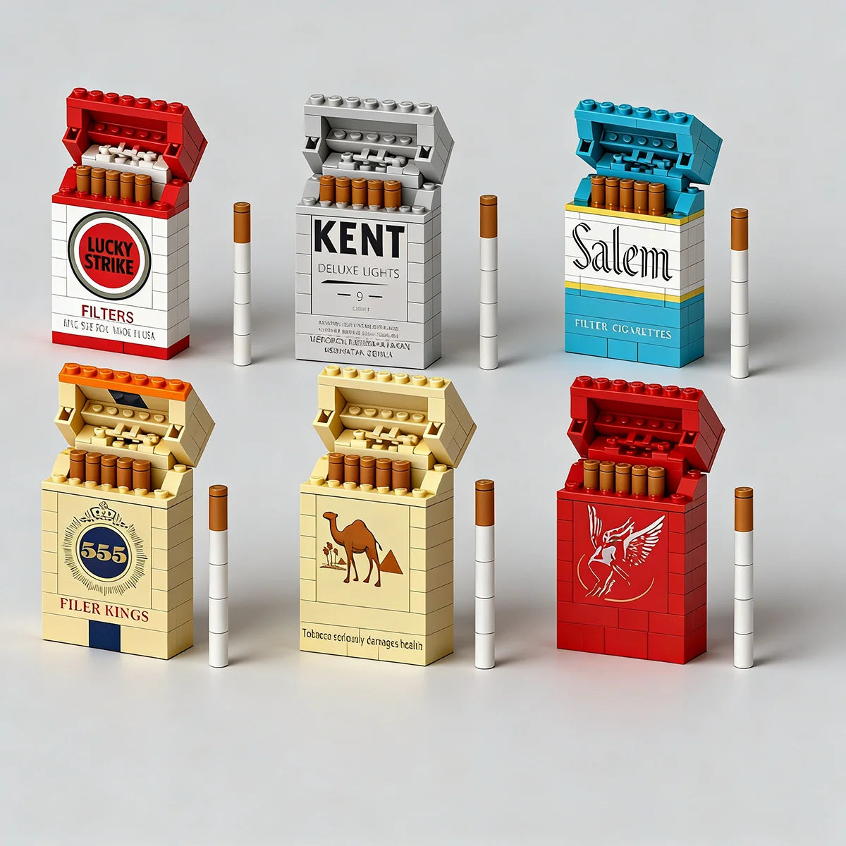MOC Vintage Cigarette Pack Building Bricks Collection Model Creative Simulation Smoke Case Toy Funny Cool Gift for Adults