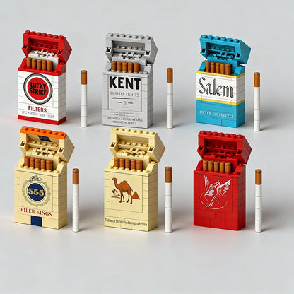 MOC Vintage Cigarette Pack Building Bricks Collection Model Creative Simulation Smoke Case Toy Funny Cool Gift for Adults